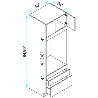 Tall Single Oven + Microwave Cabinet (30" Wide)