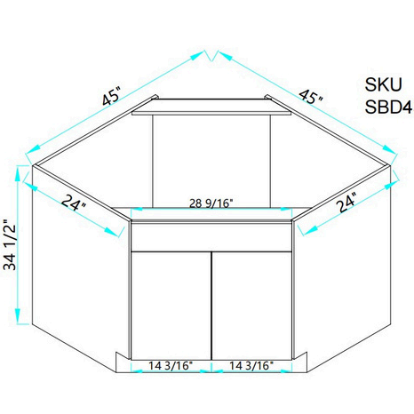 SBD45 Sink Base Diagonal Flat Panel-Elite RTA Cabinetry 