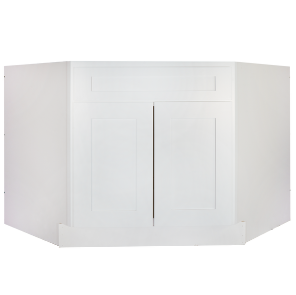 SBD45  White Shaker Sink Base Diagonal-Elite RTA Cabinetry 