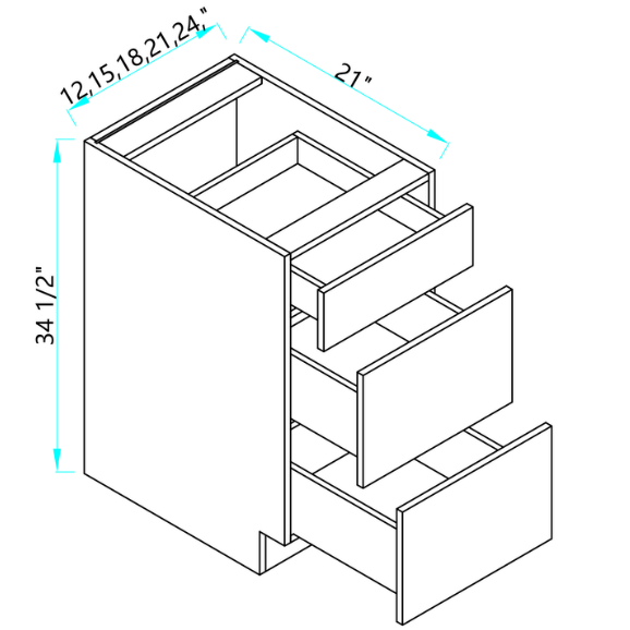 Vanity 3-Drawer Base Cabinet