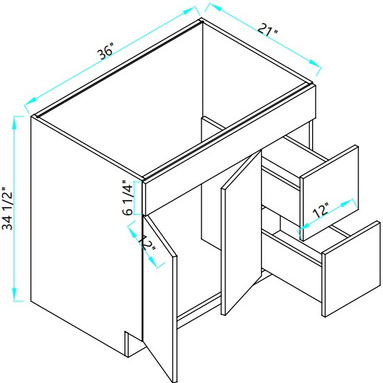 Vanity Sink and Drawers Base Combo Two Door