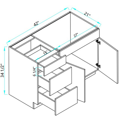 Vanity Sink and Drawers Base Combo Two Door