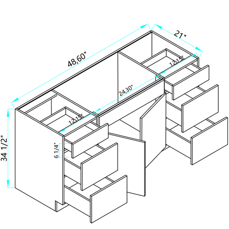 Vanity Sink and 2 Drawers Base Combo