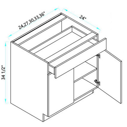 Base Cabinet 2 Door W/ 1 Drawer