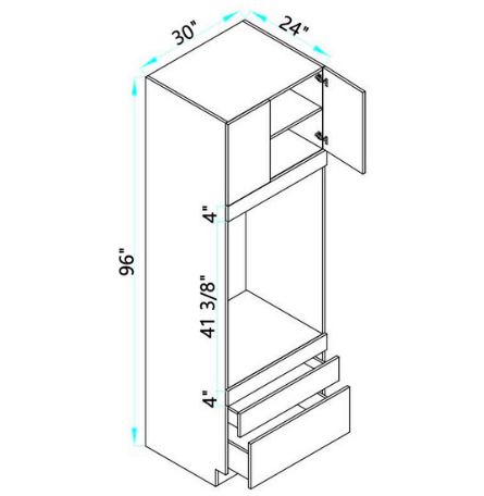 Tall Single Oven + Microwave Cabinet (30" Wide)