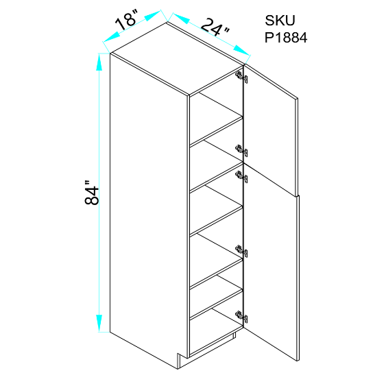 Pantry Cabinet Single Door (18 Inches Wide)