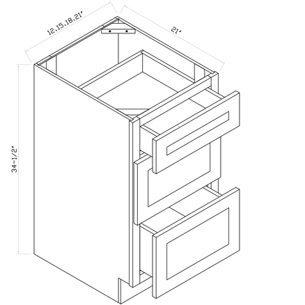 Vanity Three Drawer Base