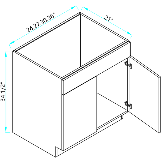 Vanity Sink Base Double Door Cabinet