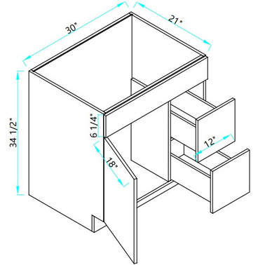 Vanity Sink and Drawers Base Combo