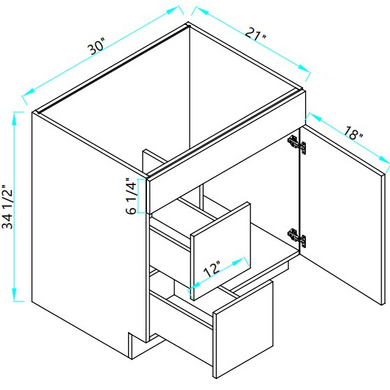 Vanity Sink and Drawers Base Combo