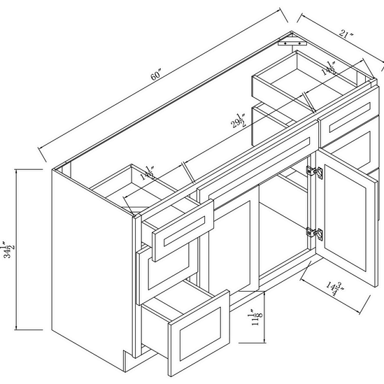 Vanity 1-Sink and 6-Drawer Combo