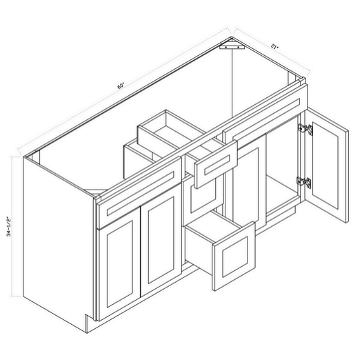 Vanity 2-Sink and 3-Drawers Combo