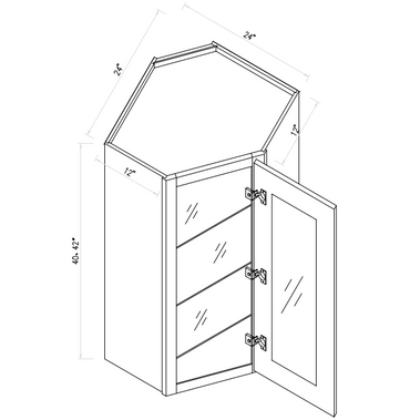 Wall Diagonal Glass Cabinet