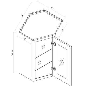 Wall Diagonal Glass Cabinet